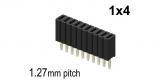 1x 4 pin Female Header .05" 1.27mm sp