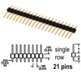 21 pin Breakaway Header .100" 2.54mm spacing