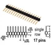 17 pin Breakaway Header .100" 2.54mm spacing