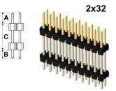 2x32 Header .1sp Dual Insulator A=.250 B=.130 C=.350 2x32 Header .1sp Dual Insulator A=.250 B=.130 C=.350