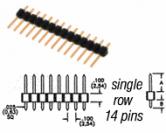 14 pin single row breakaway header .1" 2.54mm spacing