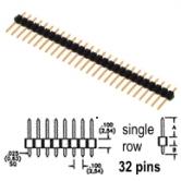 32 pin male header breakaway single row .100" 2.54mm spacing