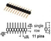 11 pin Breakaway Header .100" 2.54mm spacing