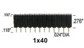 40 pin Machined Female Header Socket .100" 2.54mm spacing .276" 7.0mm height
