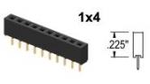 1x 4 pin Female Header .1"sp LP.225"ht