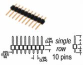 10 pin single row breakaway header .100" 2.54mm spacing