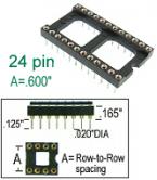 24 pin DIP IC Socket screw machined round pins .600" width