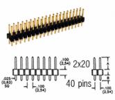2x20 pin Snappable Header .1"sp