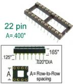 22 pin DIP IC Socket Machined .400"