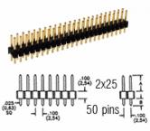 2x25 pin Snappable Header .1"sp