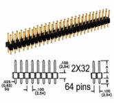 2x32 pin Snappable Header .1"sp