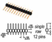 12 pin Breakaway Header single row .100" 2.54mm spacing
