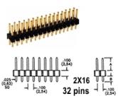 2x16 pin Snappable Header .1"sp
