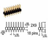 2x 9 pin Snappable Header .1"sp