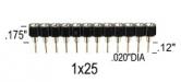 25 pin SIP Machined Socket .100" 2.54mm spacing single row