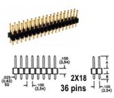 2x18 pin Snappable Header .1"sp
