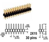 2x15 pin Snappable Header .1"sp