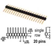 20 pin Breakaway Header single row .100" spacing 2.54mm pitch