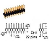 2x11 pin Snappable Header .1"sp