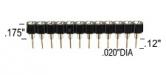 12 pin SIP Machined Socket .100" 2.54mm pin spacing