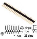 26 pin Breakaway Header single row .100" 2.54mm spacing