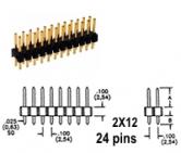 2x12 pin Snappable Header .1"sp