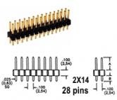 2x14 pin Snappable Header .1"sp
