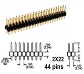 2x22 pin Snappable Header .1"sp