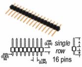 16 pin Breakaway Header .100" 2.54mm spacing
