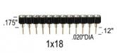 18 pin SIP Machined Socket round pin .100" spacing