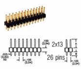 2x13 pin Snappable Header .1"sp