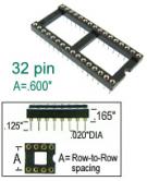 32 pin DIP IC Socket Machined .6"