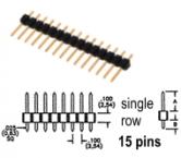 15 pin Breakaway Header .100" 2.54mm spacing