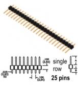 25 pin male Breakaway Header .100" 2.54mm spacing