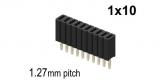 1x10 pin Female Header .05" 1.27mm sp